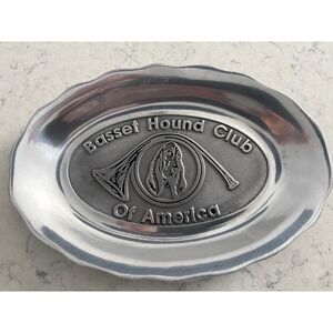 1990s Pewter Basset Hound Club of America Dog Show Award Trophy Plate Platter